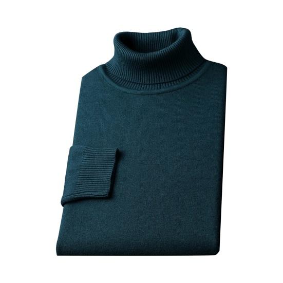 Auutmn Winter Men Top High Collar Slim Fit Knitted Solid Color Elastic Sweater Plus Size Pullover Mid Length Sport Daily Wear School Sweater
