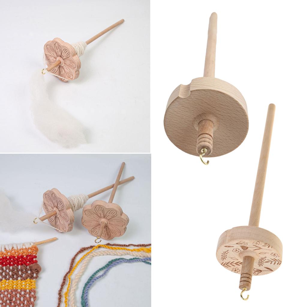 Wood Drop Spindle Top Whorl Yarn Spinner Wheel Tool Yarn Wool Spinning Tool for Beginner Yarn Making Sewing Project