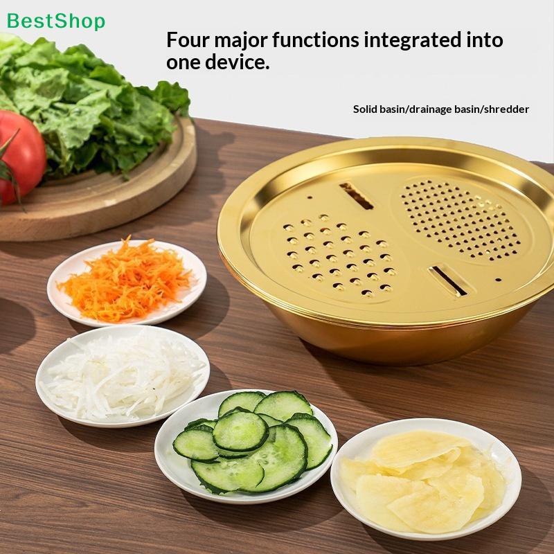 3-In-1 Stainless Steel Kitchen Set, Equipped With Built-in Grinding, Multifunctional Filter, And Mixing Bowl