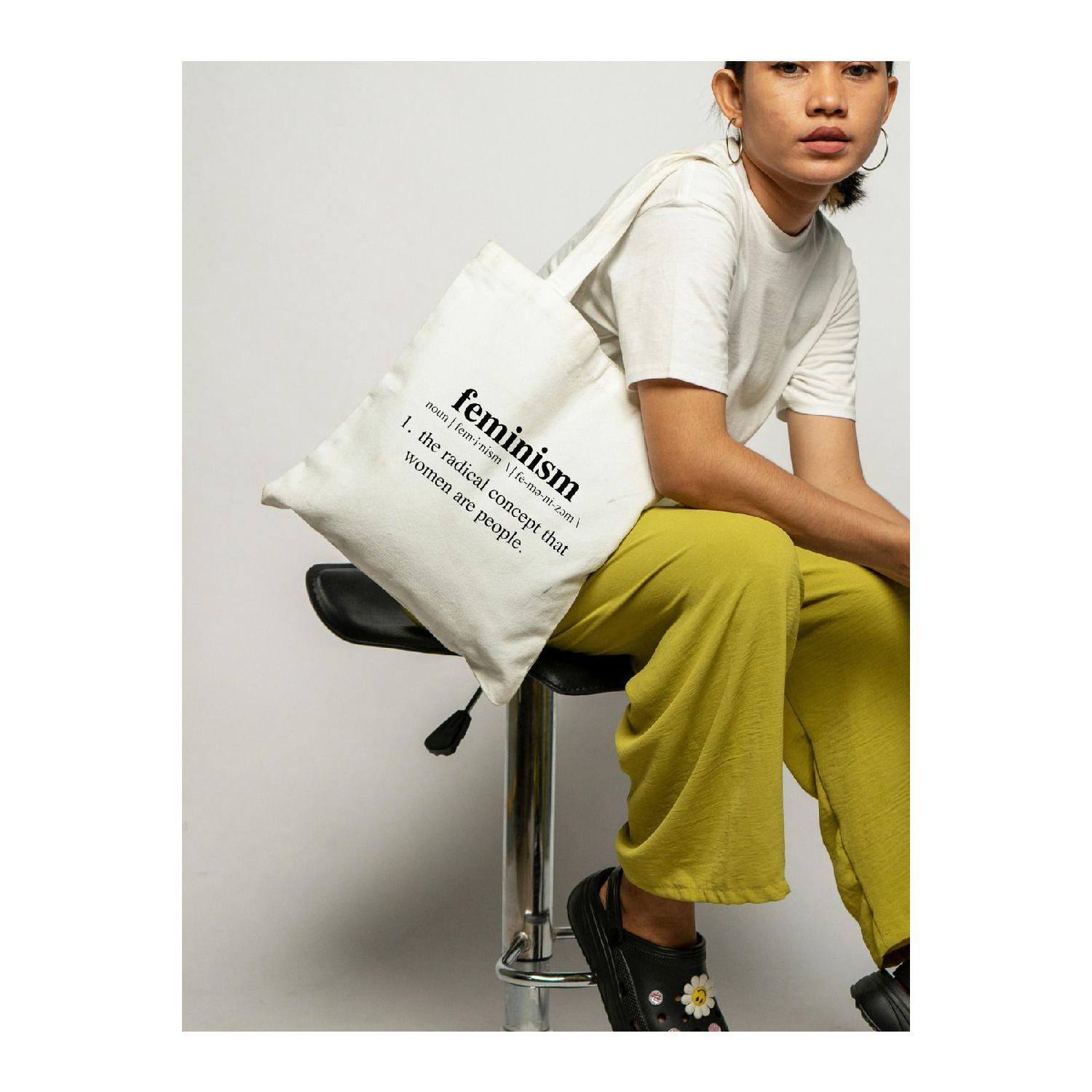 

Thick White Feminism Design Motto Tote Bag Cloth Bag Feminist Bag білий
