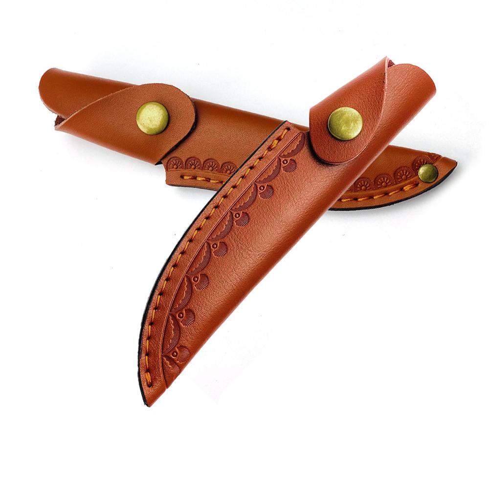Scheide für Messer mit fester Klinge, geprägtes Rindsleder, Lederscheide, Campingmesser-Etui, Jagdholster mit Gürtelschnalle