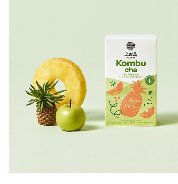 Osulloc Kombucha 3-Flavors Set – Calamango, Rich Peach, Apple Pine 10p Each – Korean Fermented Tea