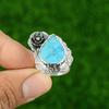 Natural Arizona Turquoise Flower Statement Ethnic Ring Jewelry Sterling Silver