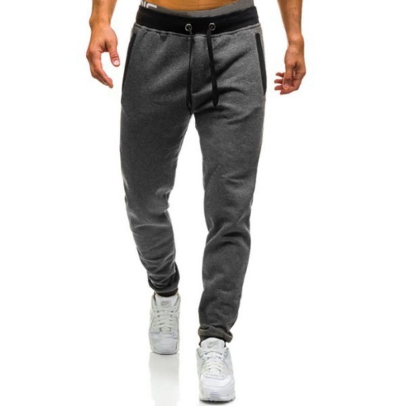 Casual Fleece Men's Pants Youth Stretch Loose-fitting Long Pants with Color Matching