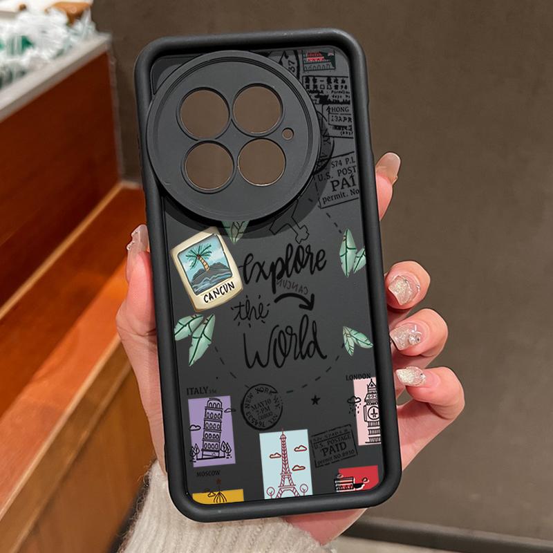 Case For OnePlus 13 12 Cute Cartoon Landmark Label Patterned Shockproof Silicone Soft Cover Fundas For OnePlus 13T 13R 12R 11R