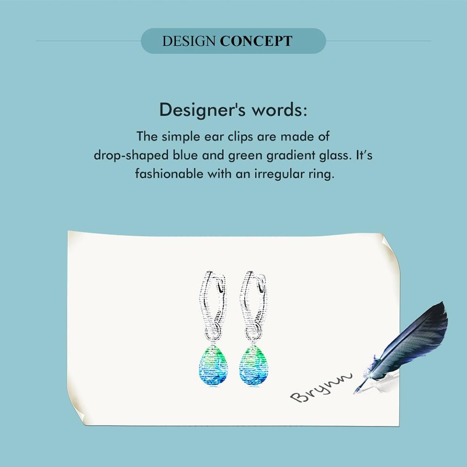 WOSTU 925 Sterling Sølv Teardrop Dangle Drop øredobber for kvinner Vanndråpe Rainbow Crystal Hoops Pendientes For Women