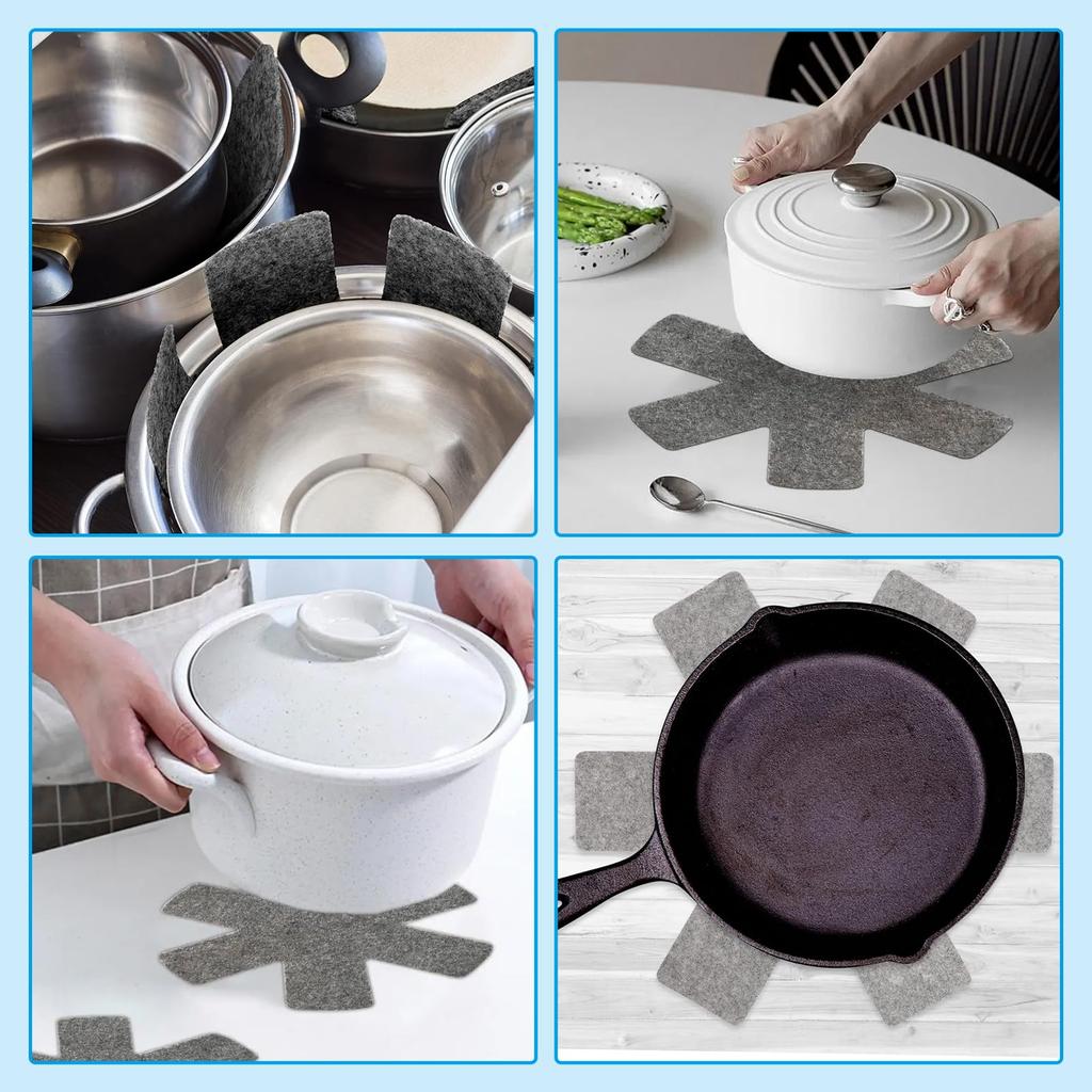 RICISUNG 12-Piece Felt Trivet Protector, Non-Woven Fabric, Heat-Resistant, Non-Slip, Separate, Insulating Trivet, Pan Protector, 3 Sizes