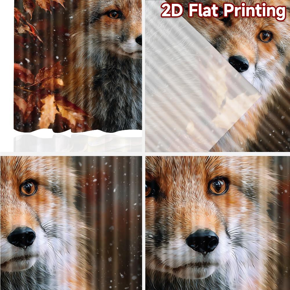 2pcs, 2D FLAT PRINTING Curtains (Without Rod) Autumn Fox(4) Chic Print Curtains Festival Versatile Fabric Curtains Decorations
