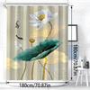Vibrant Lotus & Nature Digital Print Shower Curtain - Polyester Bathroom Decor, Machine Washable Artistic Design for All Seasons