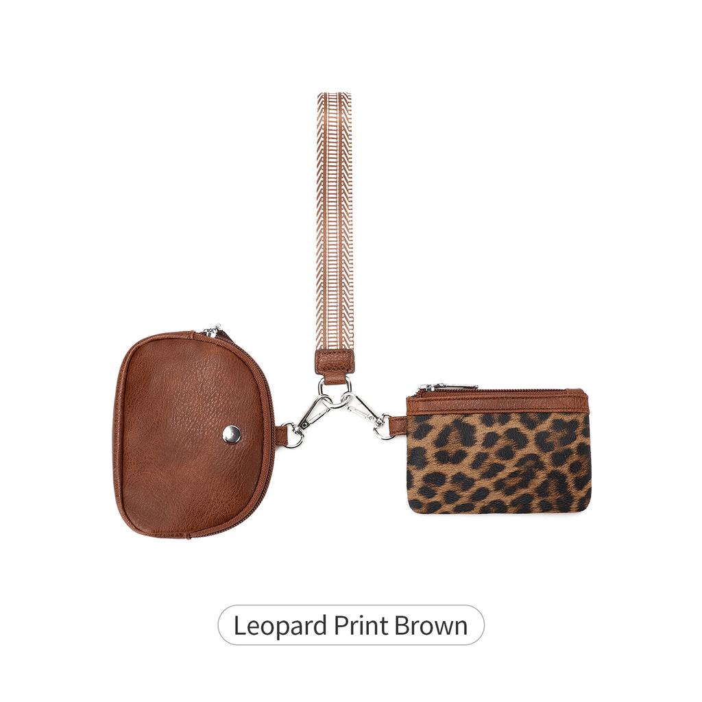 MIYIN Fashion Mini Zipper WristletWallet Women Double Pocket Wristlet Portable KeychainWallet Coin Purse Detachable Small Wallet