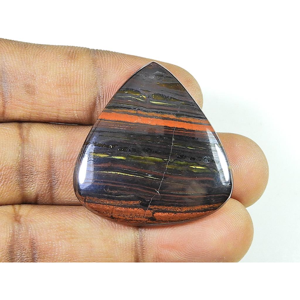 60Cts.Wild Bright Iron Tiger Heart Crytsal Cabochon Loose Gemstone 34X37X5MM SK-2838