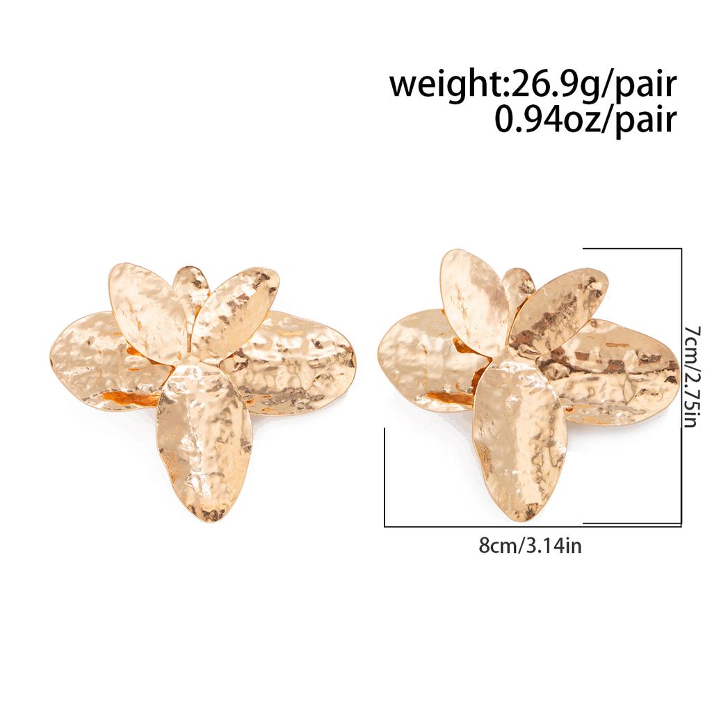 Ingemark Übertriebene Metall Blütenblatt Blume Hängeohrringe Damen Trend Vintage Unregelmäßige Piercing Ohrringe Grunge Schmuck Steampunk