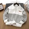 Kids' Half-zip Sweatshirt, Striped Collar Sweatshirt For Medium And Large Children