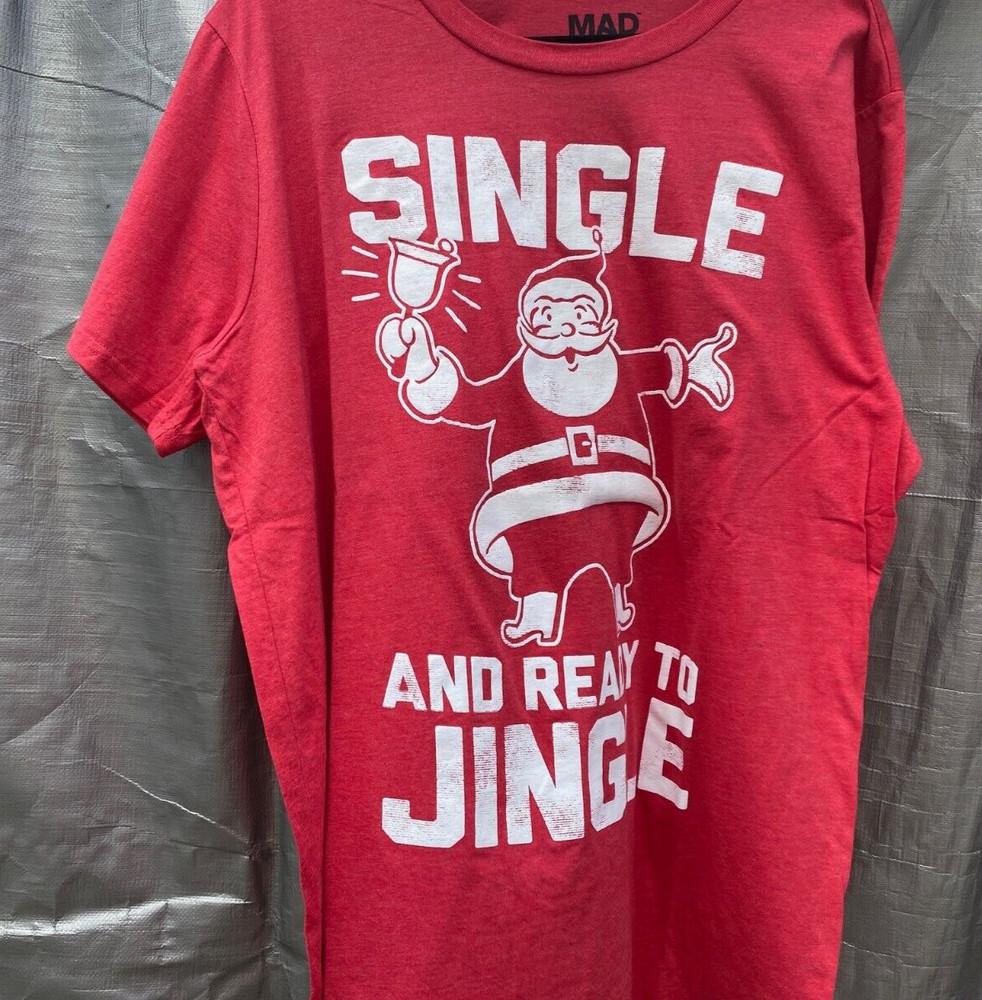 Mad Engine Christmas  Single and ready to Jingle  Men T Shirt SZ M Unisex T-Shirt S
