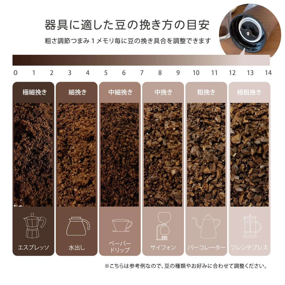 Dadaz Manual Coffee Grinder, Wood Grain Finish, Hand Grinding, Outdoor, Camping, Coffee, Washable