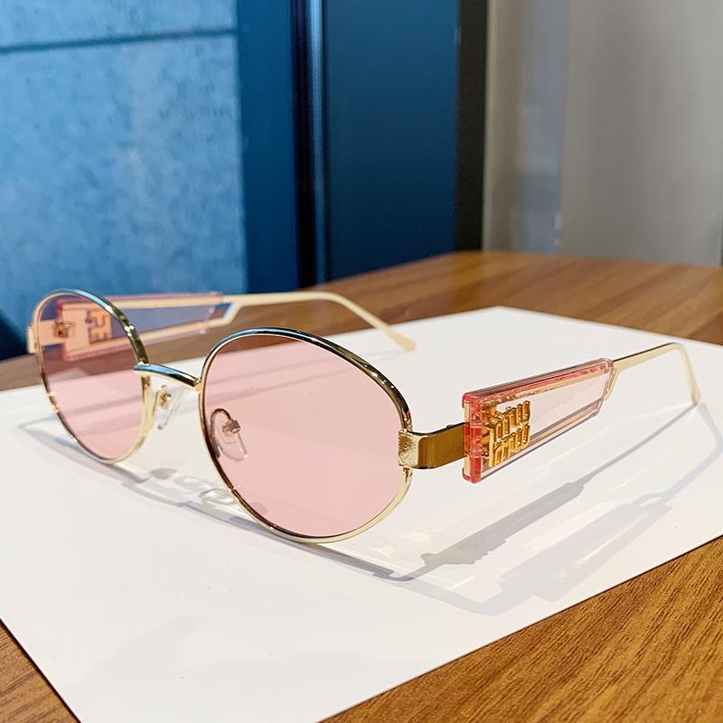 Retro Oval Frame Sunglasses  New Metal Sunglasses Ins Street Sunglasses 98111