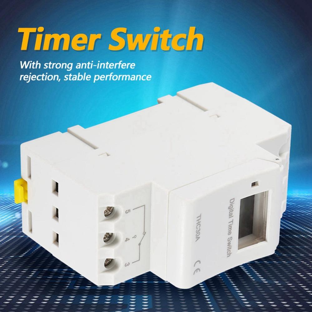 THC 30A Programmable Digital Timer Switch 220V 7 Day Electronic Time Control 1-168h Rail Mounting Weekly Programmable Timer