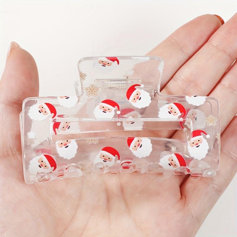 1pc Festive PVC Hair Claw Clip - Large Cartoon Santa Print, Cute Christmas Holiday Hair Accessory, Ideal Gift