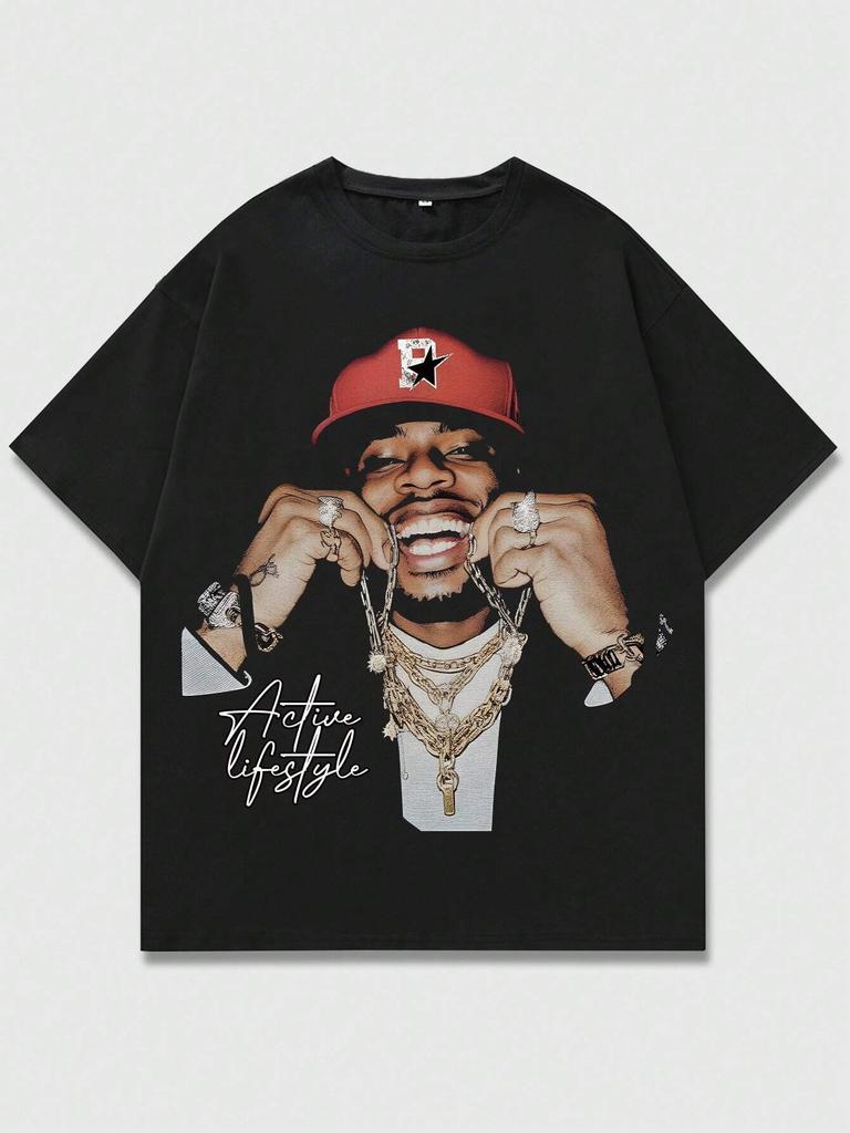 Hip Hop Unisex Men Women Cotton T-shirt Luxury Brand Fashion Big Size Top Portrait Short Sleeve Streetwear Classic Print Tee 4XL