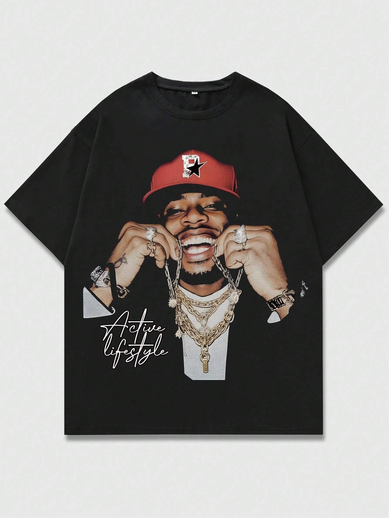 

Hip Hop Unisex Men Women Cotton T-shirt Luxury Brand Fashion Big Size Top Portrait Short Sleeve Streetwear Classic Print Tee 4XL 3XL