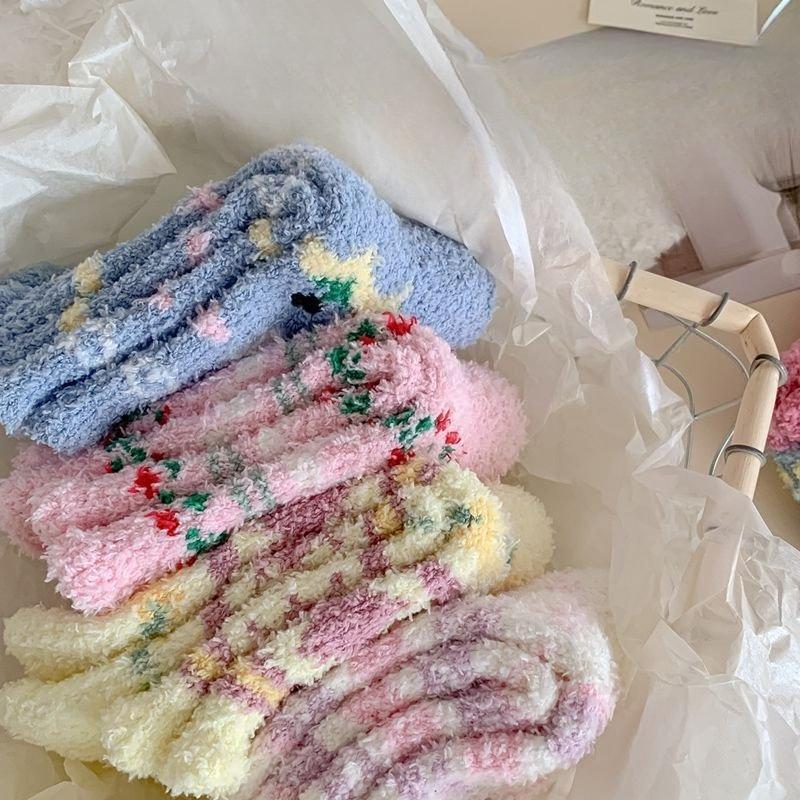Autumn and Winter Non-shedding Coral Fleece Socks, Women's Socks, Home Warmth Thickened Sleep Socks