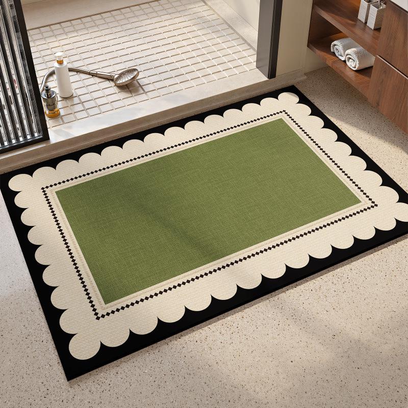 Diatom Mud Quick-Dry Non-Slip Bathroom Mat: French Style, Water Absorbing, Dirt Resistant, Easy Clean.
