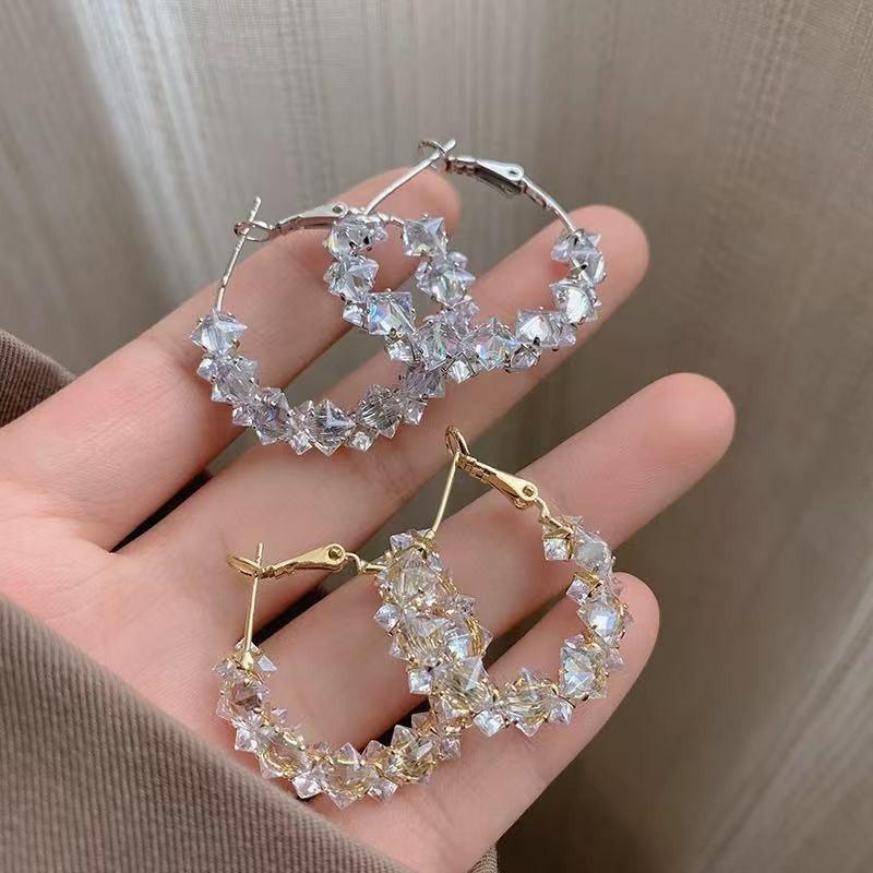 Flashy Zirconia Hoop Earrings - Exaggerated Ear Ring - Luxurious and Niche Small Earrings