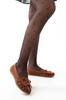 Women's Fashion Flat Heeled Ballerinas Ps Brown Suede Tasseled Daily Ballet Shoes