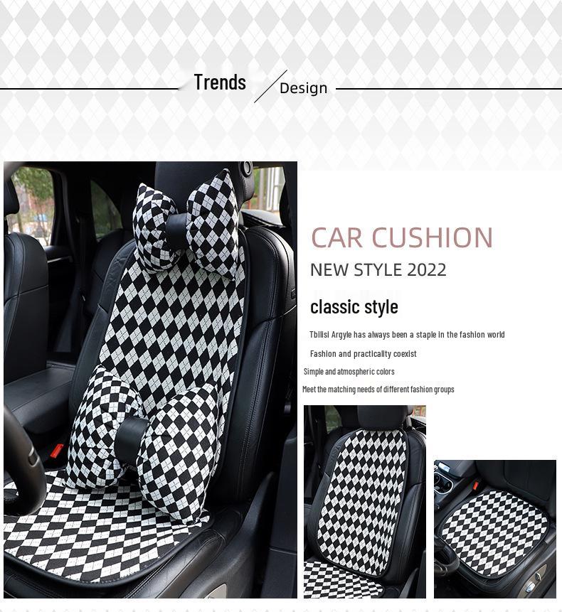 Universal Car Seat Cushion with Jacquard Knitted Diamond Grid - Anti-Slip, Fashionable Car Interior Accessory
