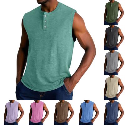 Vestă Sport pentru Bărbați de Vară, Culoare Solidă, cu Nasturi, Vestă Sport Casual pentru Bărbați