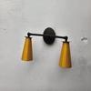 Mid Century Modern Yellow Double Wall Sconce, Brass Stilnovo Style Lamp Gift