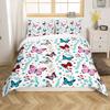 Garden Flowers Pattern Duvet Cover Set Single Size for Girls Adults Women Kids Butterflies Print Bedding Set + 2 Pillowcases