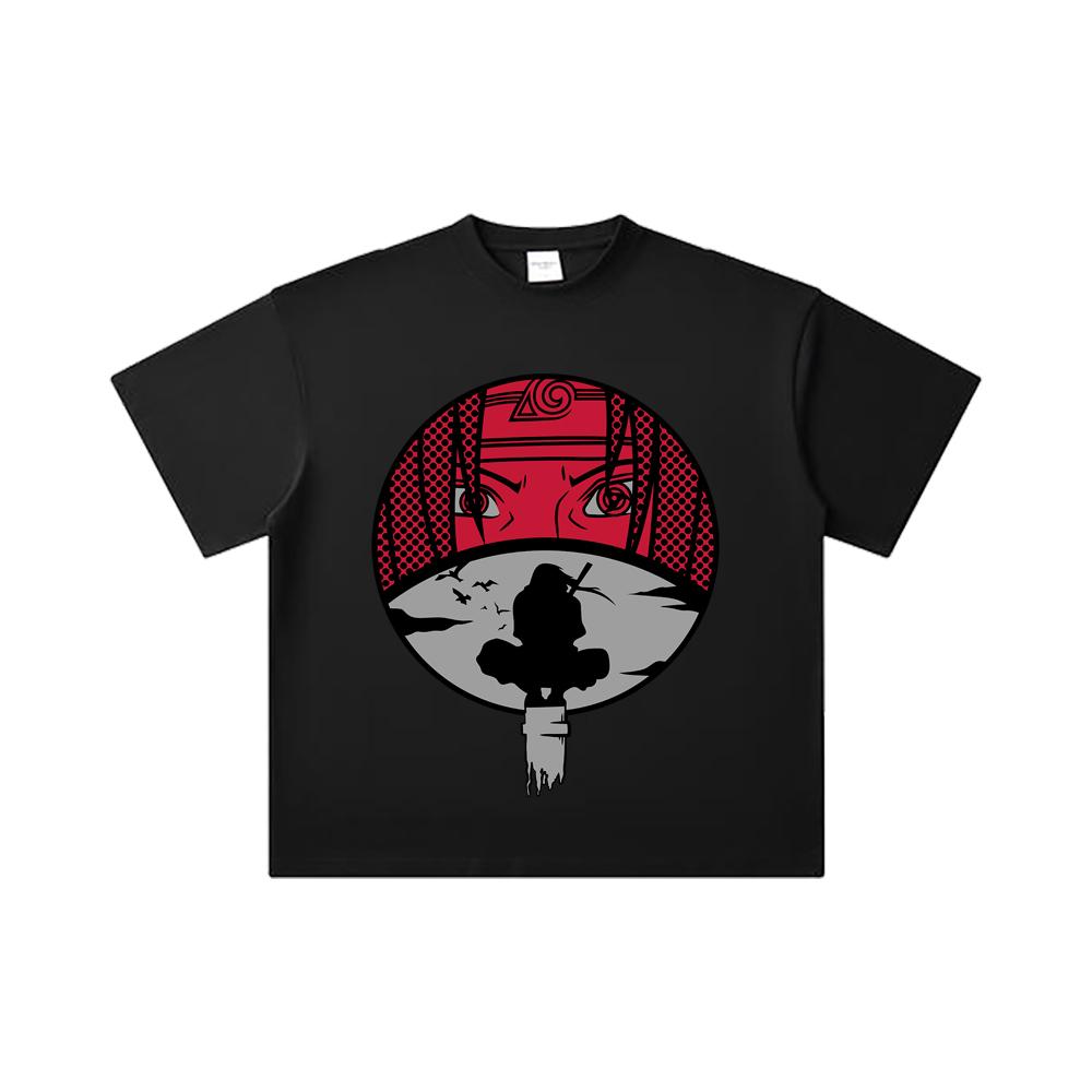 260 GSM Double Yarn 32 Count 100% Cotton Naruto V8 Itachi Print Unisex Heavy Cotton T Shirt