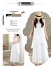 Women's High-End White Sleeveless Suit Dress - Loose Vest & Irregular Skirt Two-Piece Set