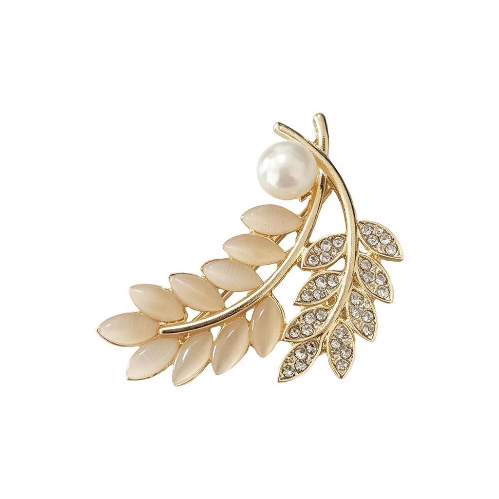 Leaf Wheat Ear Brooch for Women, Brooch Pin Accessory, Elegant High-end Jacket Suit Anti-Slip Fixed Buckle Versatile