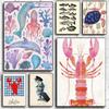Tier Leinwandmalerei Farbe Hummer Fisch Ozean Poster Zuhause Wohnzimmer Schlafzimmer Bar Café Kunst Dekor Wanddeko