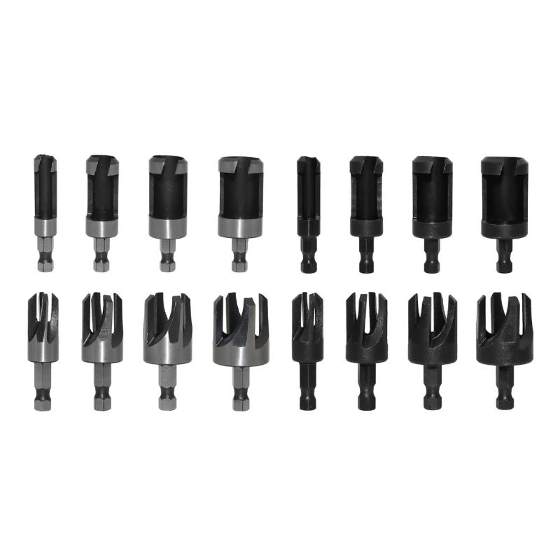8Pcs Wood Plug Cutter Straight and Taper ClawDrill Bit Set Woodworking Hole Saw Cutting Tool 5/8" 1/2" 3/8" 1/4"