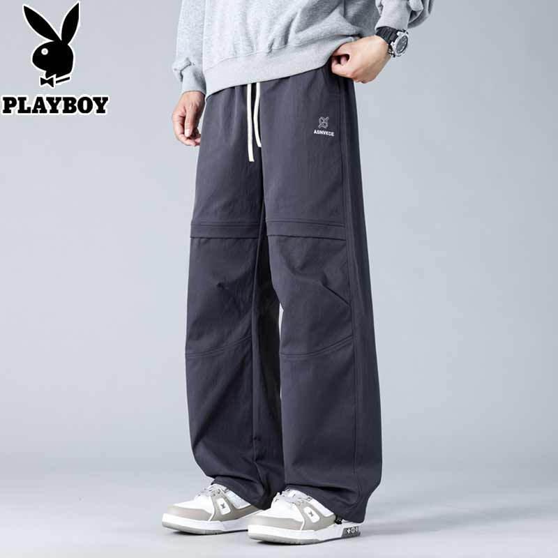 PLAYBOY Men's Loose Wide-Leg Cargo Pants