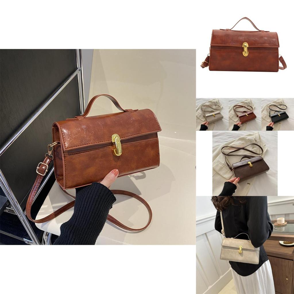Stylish Vintage Shoulder Crossbody Bag In Black Cream Brown Stylish Pu Material