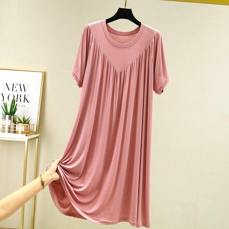 Women Dress Pullover Lady Night Robe Short Sleeves Stylish Sleepwear Women Night Dress