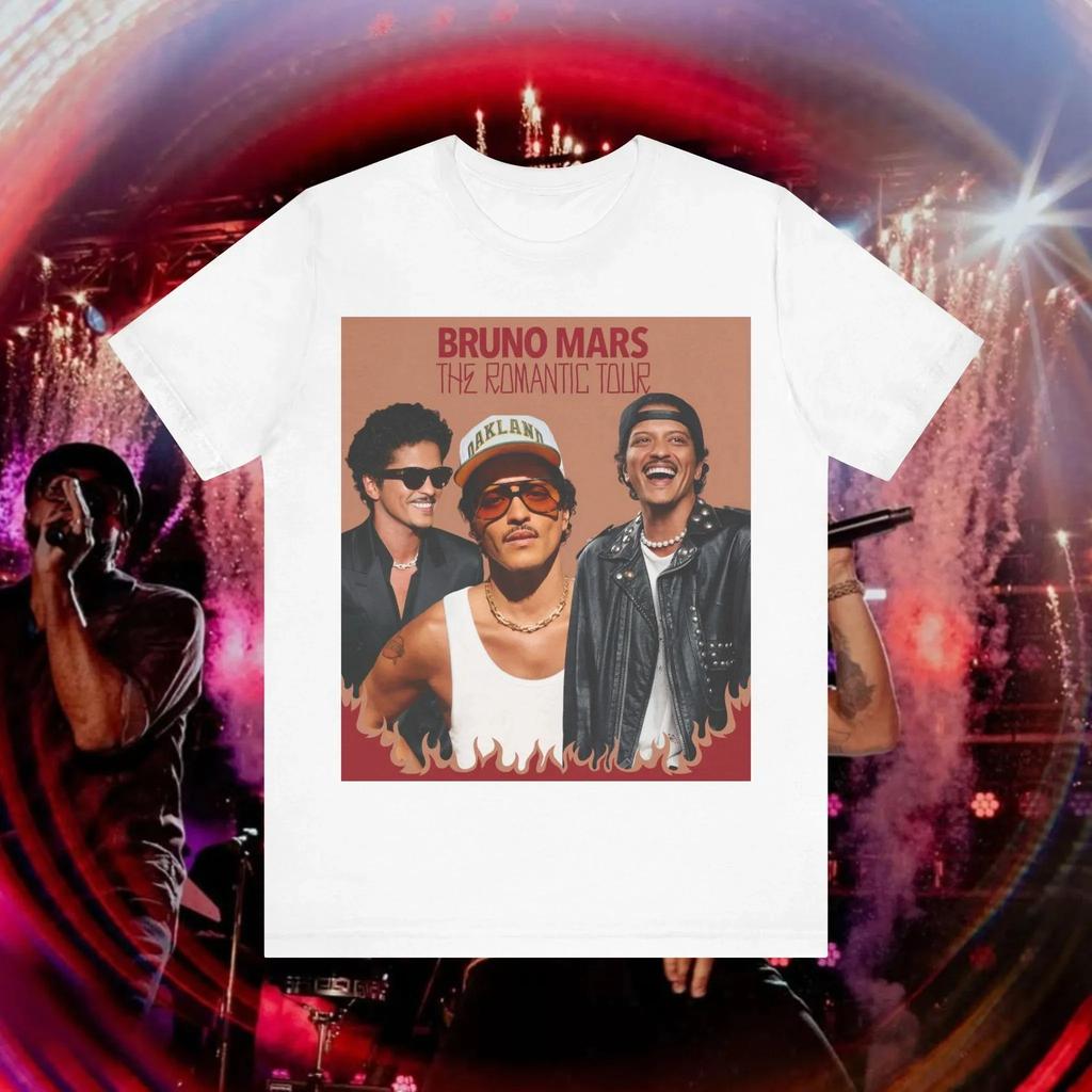 2026 Vintage Bruno Mars The Romantic Tour T-shirt Popconcert Fan T-shirt voor Mannen Vrouwen Gothic Oversized T-shirt Tops Streetwear Unisex Kleding
