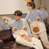 Couples' Cozy Flannel Pajama Set: Women's Plus Velvet, Men's Loose Fit, Warm Coral Fleece Homewear
