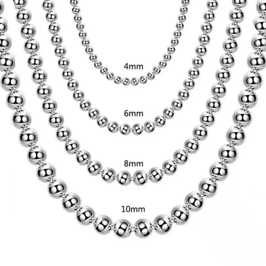 

Новая Красивая Медная Красивая 4MM/6MM/8MM/10MM Гладкие Бусины Шариковая Цепь Ожерелье Для Женщин Мужчин Модный Дизайнерский Ювелирное Изделие 4MM
