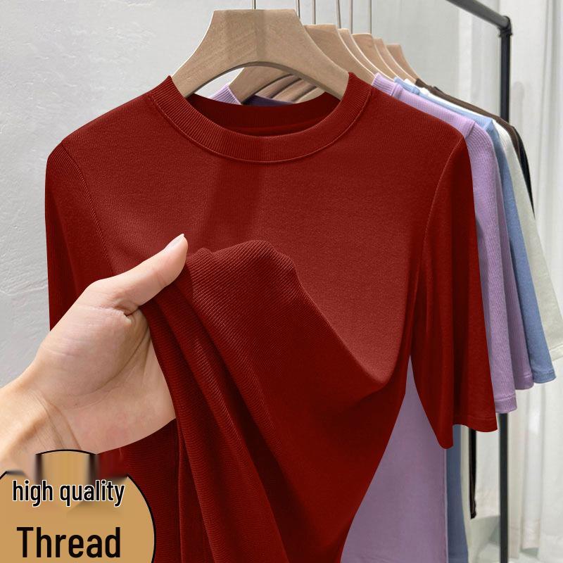 Damen Koreanischer Stil Gerippt Übergröße 3/4 Ärmel Einfarbig Schlankmachend Elegant T-Shirt