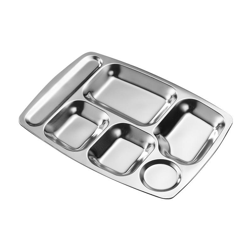 Titanium Alloy Square Partitioned Meal Tray Restaurant Cafeteria Hotel Diet Fitness Portion Control