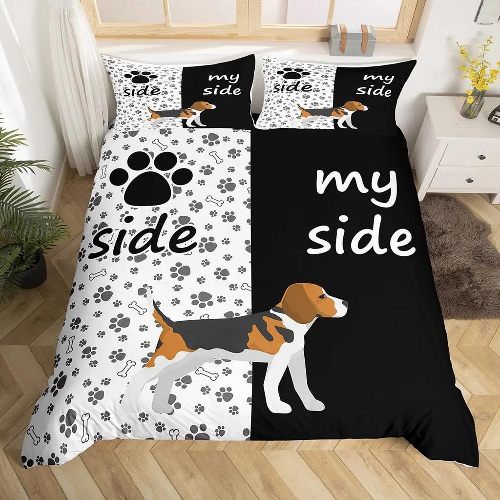 Black And White Duvet Cover Set King And Queen Bedding Set For Couple Romantic Valentine's Day Presents Polyester Duvet Cover