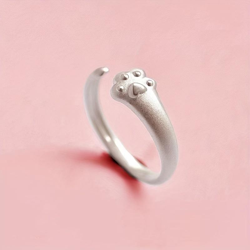 Original Simple Cute Kitten Silver Ring for Japanese & Korean Trendsetter Students