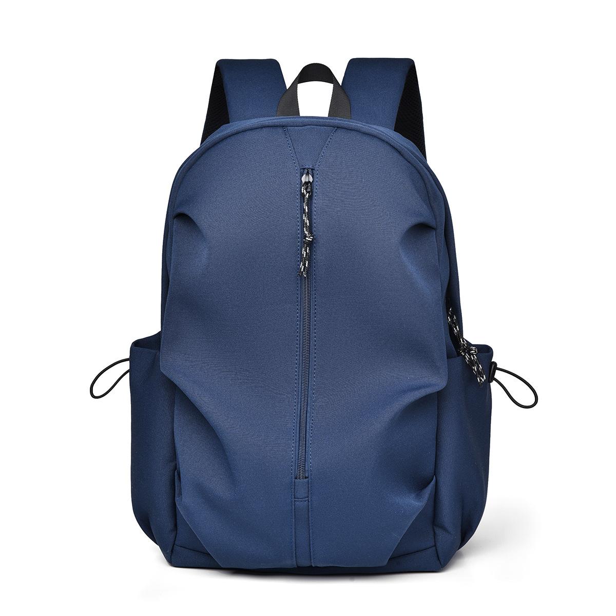 

Trendy versatile couple schoolbag lightweight men s and women s large-capacity casual backpack solid color backpack синій