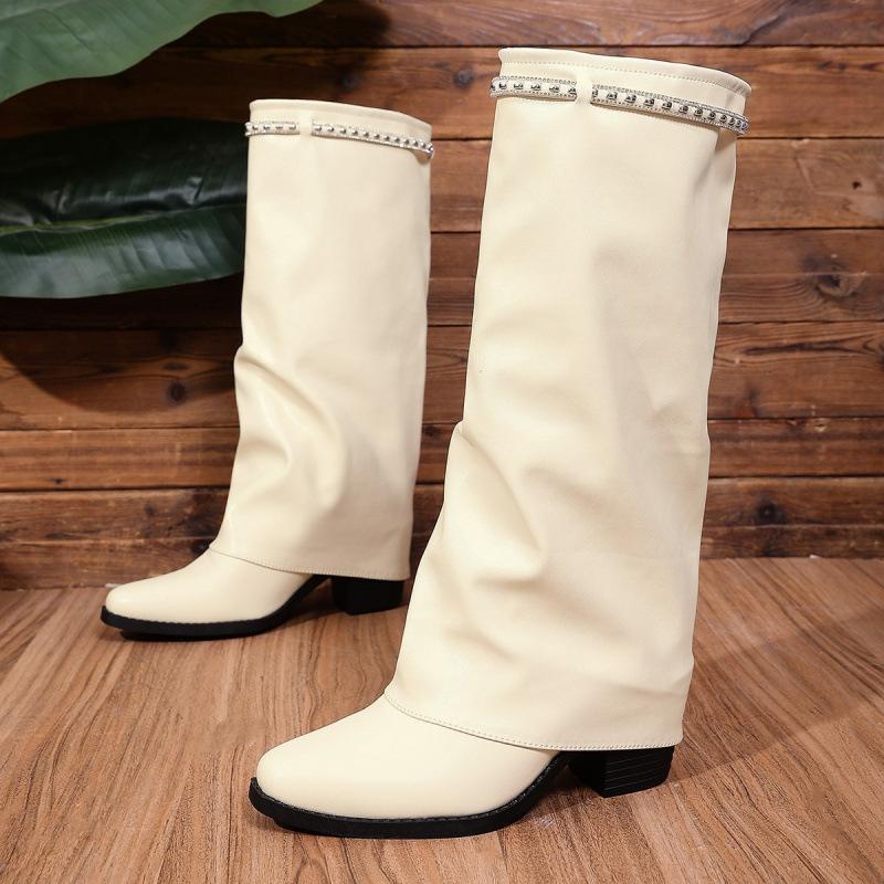 Large size thick high-heeled trousers long boots for women 0000 autumn and winter new high boots fashion boots for women Europe and America
