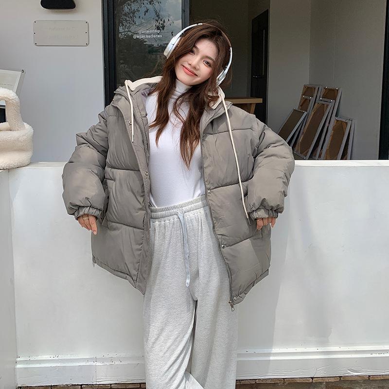 2025 Korean version of detachable sleeves fake two pieces of down cotton jacket women's winter new loose and versatile horse clip two jackets